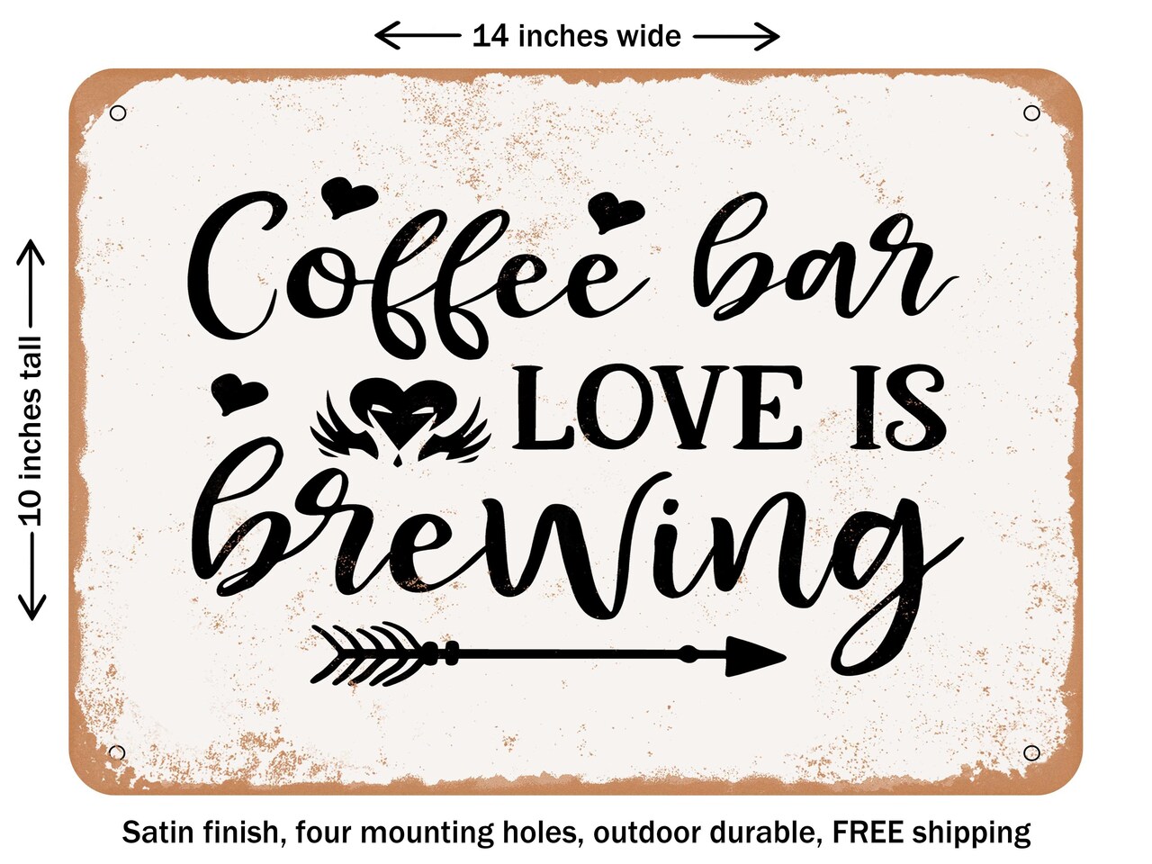 DECORATIVE METAL SIGN - Coffee Bar Love is Brewing - Vintage Rusty Look